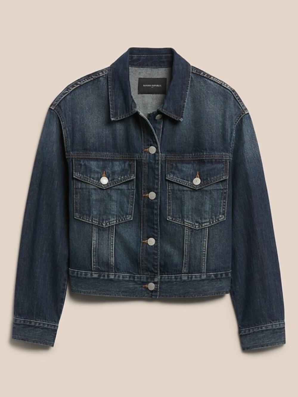Banana Republic Indigo Oversized Cropped Denim Jacket Sz S